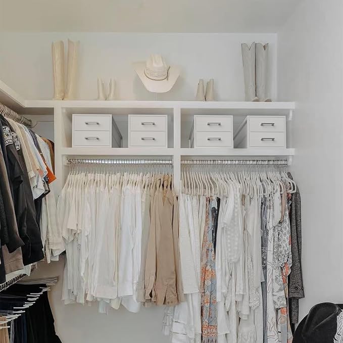 BOLUO Stackable Storage Drawers Narrow Closet Organizers and Storage Fabric White 2 Drawer Dresser for Bedroom 2 Packs Modern - Image 7