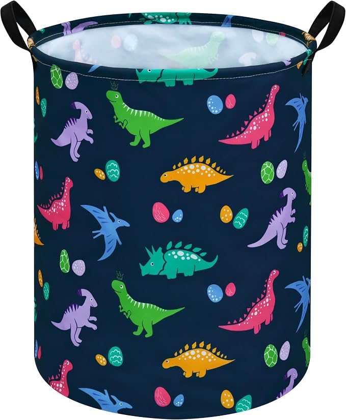 Collapsible Kids Laundry Basket Clothes Hamper, Foldable Storage Organizer Bin, Toy Clothes Storage with Handles for Boys Girls Bedroom, Room Decor Dinosaur by Unknown