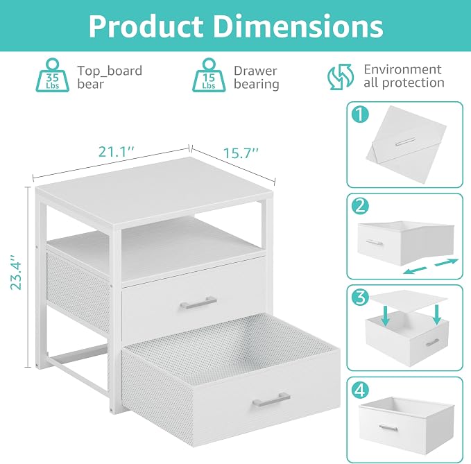 BOLUO White Closet Drawers with Open Shelf for Closet Organizers and Storage Bedroom Dorm Modern Large - Image 2
