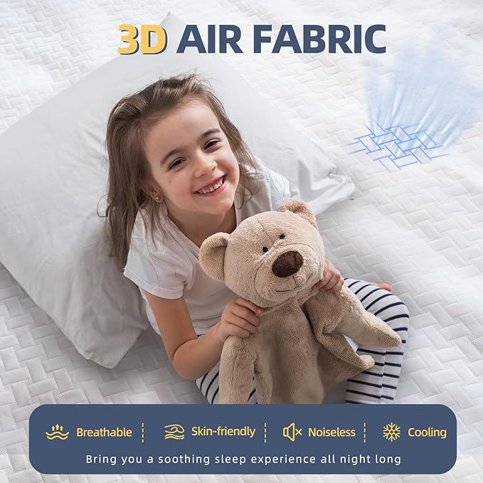 2 Pack Waterproof Mattress Protector Queen Size, Cooling Mattress Cover Queen Size Bed Soft Breathable Mattress Pad Cover Fitted 8-21'' Deep Pocket, Vinyl Free