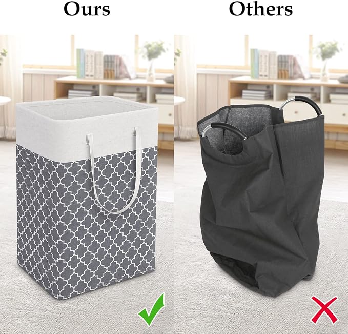 StorageRight Laundry Basket Hamper Large Collapsible Laundry Hamper with Easy Carry Handles，Freestanding Clothes Hampers for Laundry, Bedroom, Dorm, Clothes, Towels, 75L, Clover Grey - Image 5