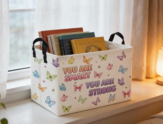 Rectangular Kids Baskets Butterfly Basket Cute Storage Bins Organizer Box Boys Room Decor for Home.(Color butterfly) - Image 3