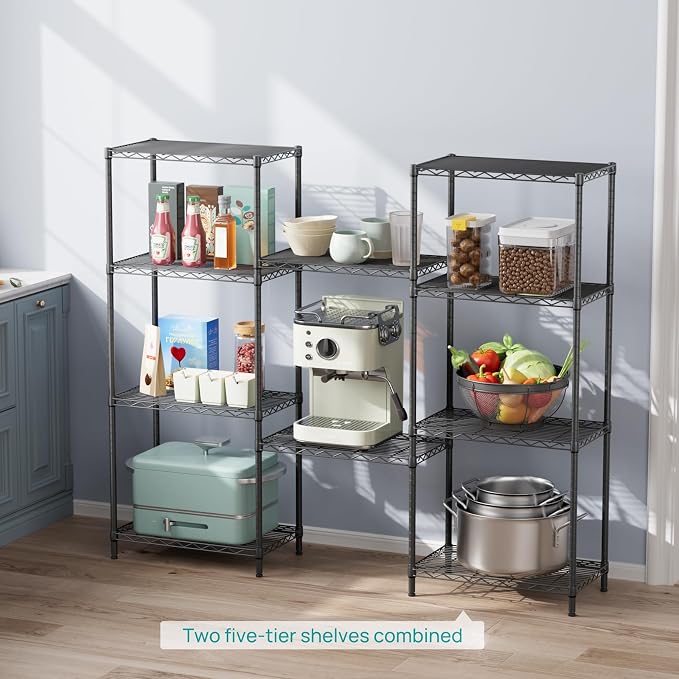 SINGAYE 5 Tier Storage Shelves Wire Shelving Unit Shelve Metal Kitchen Laundry Room Organization Home Pantry Closet Bathroom Organizers Garage Rack Estantes para Cocina 14" D x 24" W x 59.5" H Black - Image 6