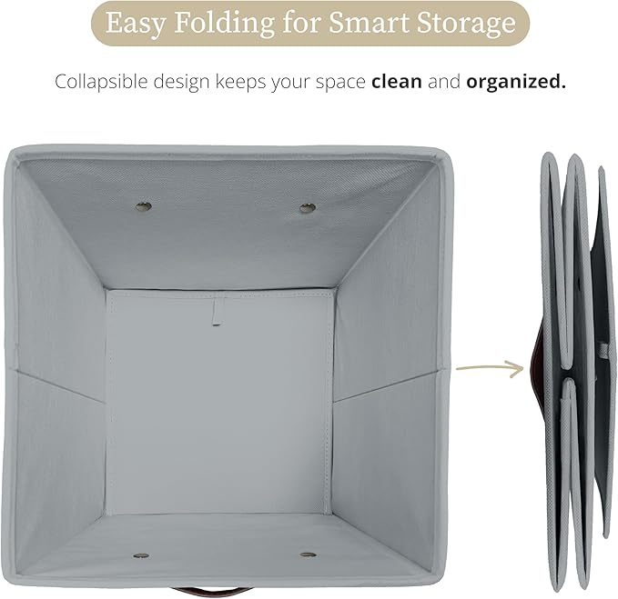 DECOMOMO Storage Cubes, 13x13x13 Storage Cube Bins with Labels, Fabric Organizer Bins (13" / 6pcs, Grey) - Image 6