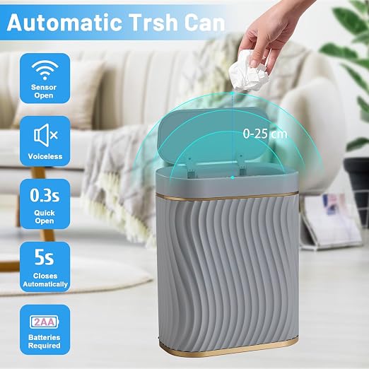 Ogikey Bathroom Small Trash Can with Automatic Touchless Lid, 2.6 Gallon Smart Garbage Can Narrow Waterproof Trash Bin for Bedroom, Office, Living Room - Image 2