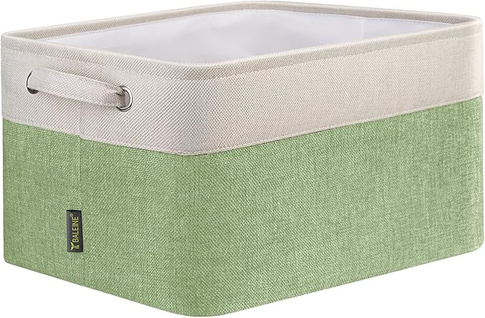 BALEINE 1 Pack Fabric Closet Storage Bins for Shelves, Linen Closet Organizers and Storage, Decorative Baskets for Organizing, Shelf, Clothes, Home, Office (Green, 12"x8"x8") by BALEINE