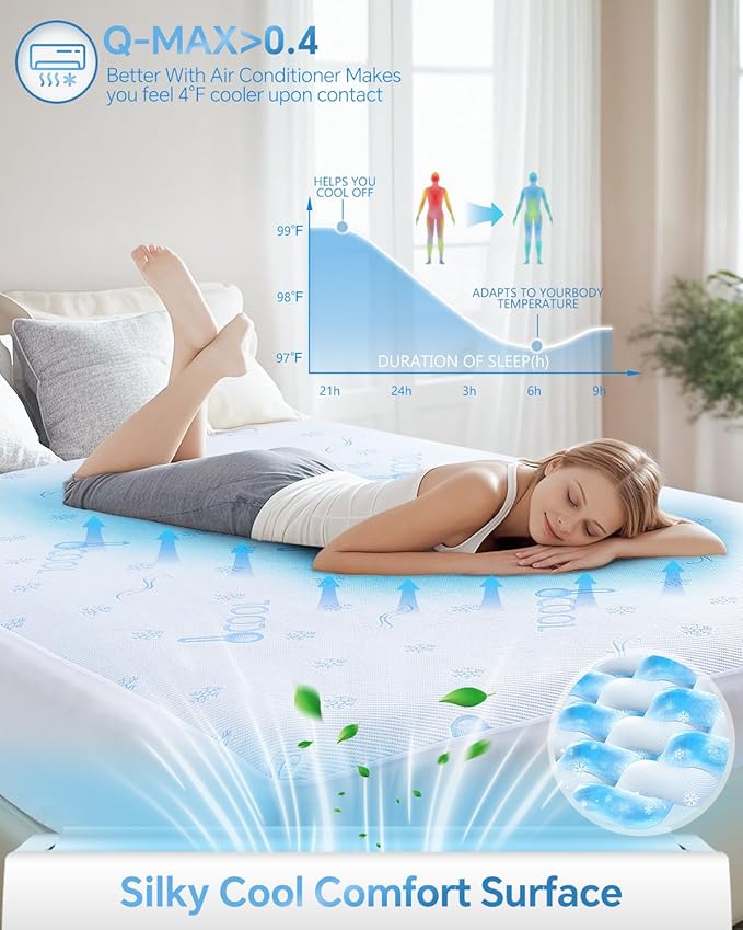 Kmall Cooling Queen Size Mattress Protector - 100% Waterproof & Breathable Cool 3D Air Fabric Bed Mattress Cover, Ultra Soft Noiseless Mattress Pad for 8"-21" Deep Pocket, Machine Washable (White)