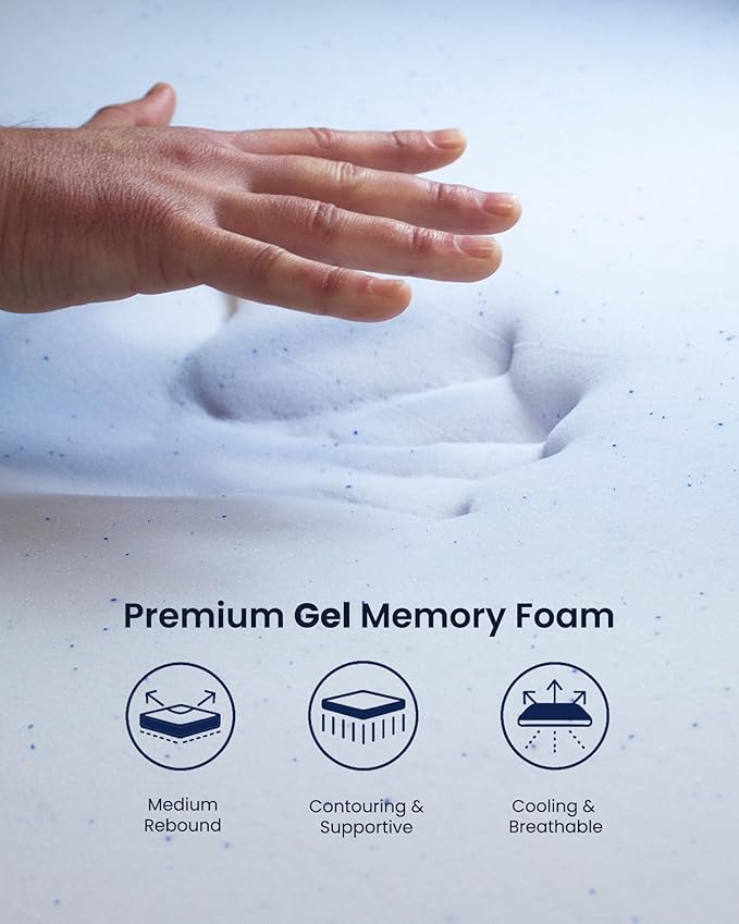 Gel-Infused Memory Foam Mattress Topper by LOUNJ Bedding