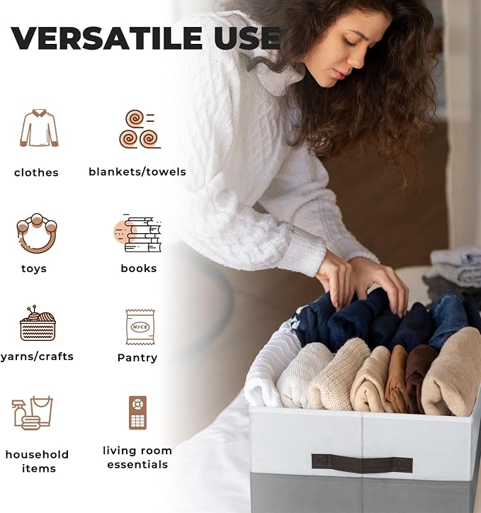 Criusia Extra Large Storage Bins 4 Pack - 16x12in Closet Organizers and Storage Baskets for Organizing Clothes Toy Blanket - Fabric Storage Cubes Containers for Shelves - All Room Organization - Image 6