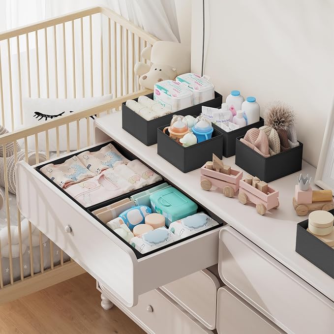 DIMJ Drawer Organizer Clothes Storage - 18 Pack Baby Dresser Organizer for Nursery, Foldable Closet Drawer Organizer Bins for Bedroom Organization, Fabric Storage Dividers for Socks, Underwears, Bras - Image 3