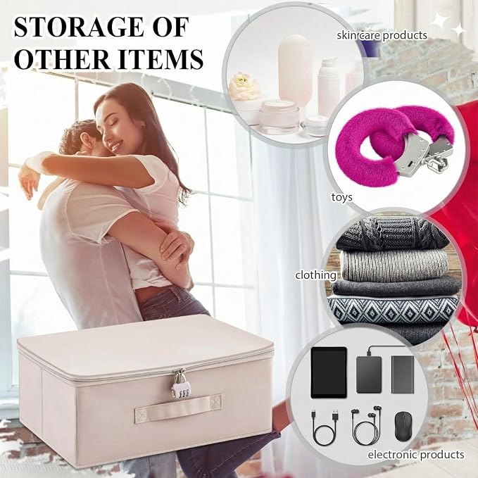 Briwooody Discreet Lockable Toy Bag Storage Organizer Toy Bag Storage Bins Case with Zipper Lid for Women and Men Clothes Container(Light Purple,15 x 10 x 6.3 Inch) - Image 5