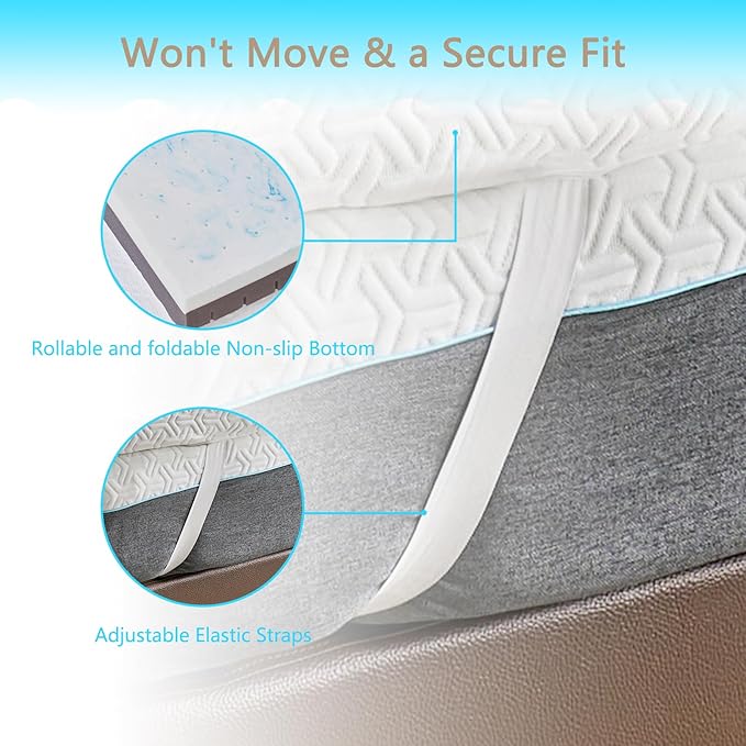 3 Inch Memory Foam Mattress Topper Twin Size - CertiPUR-US Certified - Gel Cooling Mattress Pad with Removable Bamboo Cover,Bed Topper for Pressure Relief(White) (White, Full)