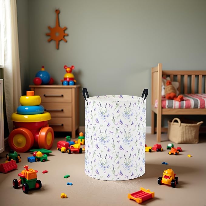 Baby Laundry Basket Baby Nursery Hamper Kids Laundry Basket Toy Storage Bin for Boys Room Decor Gift Baskets for Bedroom Bathroom(Lavender) - Image 4