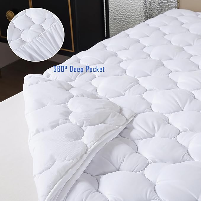 WhatsBedding Twin Mattress Pad,Fitted Twin Mattress Protector Soft with Deep Pocket 6"-18",Depth Breathable,Mattress Cover