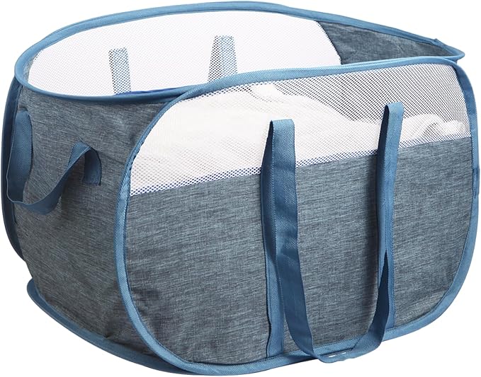 100L Collapsible Laundry Baskets, Tear Proof Pop Up Laundry Hamper with Dual Handles, Large Foldable Laundry Basket, Easy to Carry Laundry Hamper for Home, Laundry Room, Bedroom, Dorm, Travel Blue by BATTOO