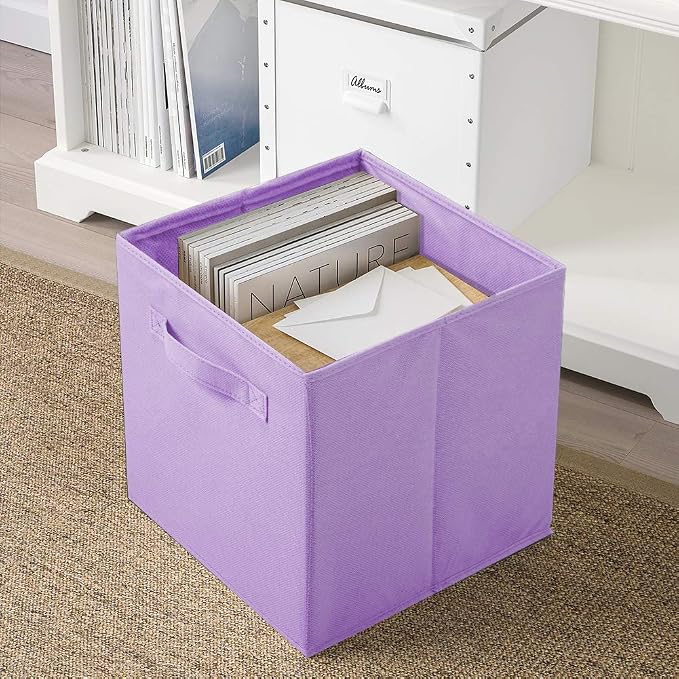ShellKingdom Storage Bins, Foldable Fabric Storage Cubes And Cloth Organizer Drawer For Closet And Toys, 2 Pack (Lavender) - Image 7