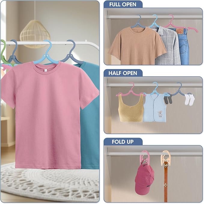40 Pcs Travel Hangers Portable Foldable Travel Hanger Organizer, Plastic Cruise Essentials Clothes Drying Rack Folding Hangers for Camping Flying RV Europe Vacation Essentials Suitcase, Multi - Image 3