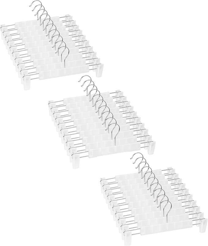Skirt Hangers, Pants Hangers with Clips，360 ° Swivel Hooks Space Saving Hangers for Pants, Skirts, Clothes, Jeans (30 Pack, Translucent) by Lamitocs