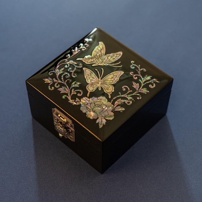 February Mountain Mother of Pearl Butterfly Small Jewelry Box - Gifts for Her Friendship, Birthday Gifts for Women, Mom, Wife, Girlfriend, Best Friend, BFF - Image 6