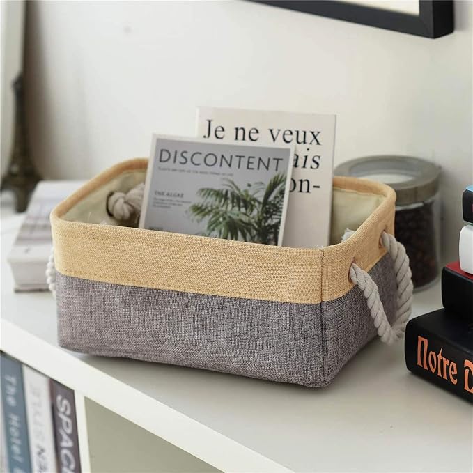TheWarmHome Small Storage Bins Basket - Small Storage Baskets for Organizing Shelves, Fabric Storage Cubes Organizer for Changing Table Clothes Shoes Sock Towel Dog Toy,Decorative Basket Gift - Image 3