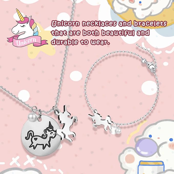 Jewelry Box for Girls 8.9 x 4.92 x 10.98 inch Large 5 Layer Music Box with Spinning Ballerina with Unicorn Necklace & Bracelet Set Jewelry Organizer for Kids Birthday Christmas Gift Pink - Image 4