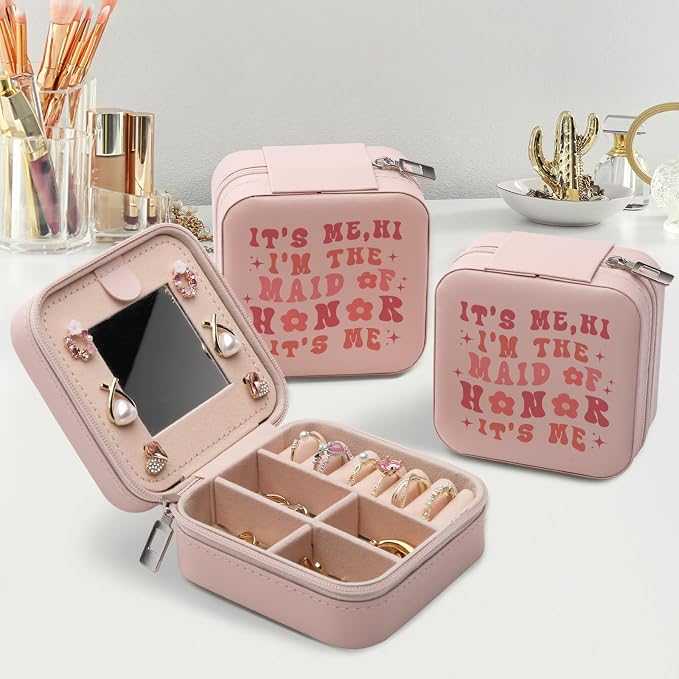 Maid of Honor Gift from Bride, Bridesmaids Proposal Gifts, Bachelorette Party Gift for Maid of Honor, Wedding Gifts for Bridesmaid Travel Jewelry Box - Image 4