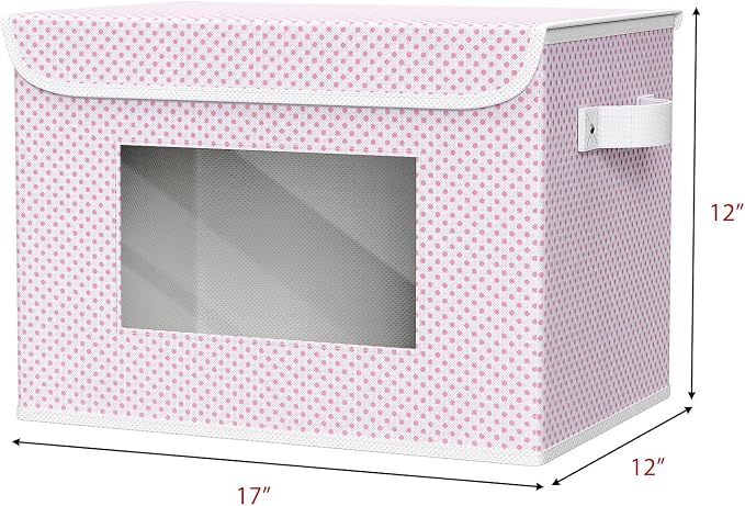 Univivi Fabric Foldable Storage Boxes [4-Pack] Large Collapsible Stackable Storage Bins with Lids, Closet Organizers and Storage Cube Basket for Home, Office, Bedroom (Pink, 17”x 12” x 12”) - Image 2