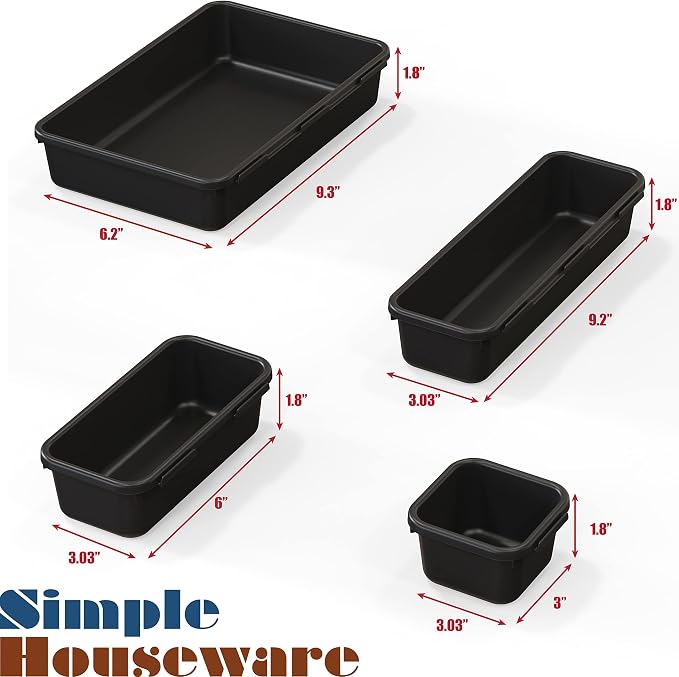 Simple Houseware Interlocking Desk Drawer Bins Organizer, 10 Packs, Black - Image 5