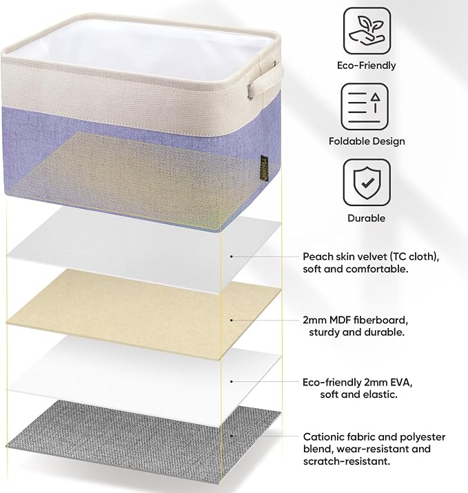 BALEINE 4 Pack Fabric Closet Storage Bins for Shelves, Linen Closet Organizers and Storage, Decorative Baskets for Organizing, Shelf, Clothes, Home, Office (Lavender, 12"x8"x8") - Image 6