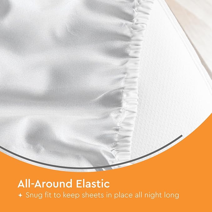 Sleep Mantra Waterproof Mattress Protector - Terry - Breathable, Noiseless & Hypoallergenic Bed Cover - Deep Pocket Fitted Sheet Style (King)