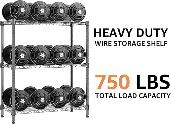 M MZG 750 lbs 3 Tier Storage Rack Metal Wire Shelving Unit, Storage Standing Shelf Organizer for Laundry Bathroom Kitchen Pantry Closet Garage Basement Utility Room, Black 13.8" D x 29.5" W x 35.5" H - Image 8