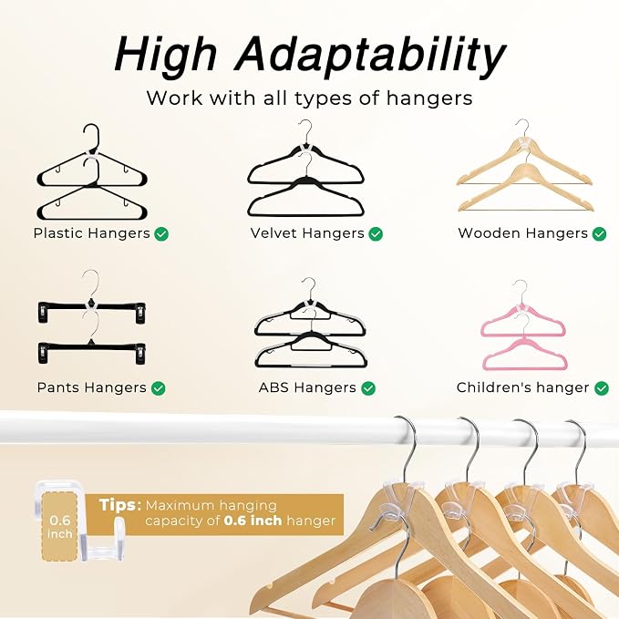 HOUSE DAY Closet Organizers and Storage, College Dorm Room Essentials - 60 Pack Clear Clothes Hanger Connector Hooks, Heavy Duty Hangers Organization, Premium Space Saving Hangers - Image 4