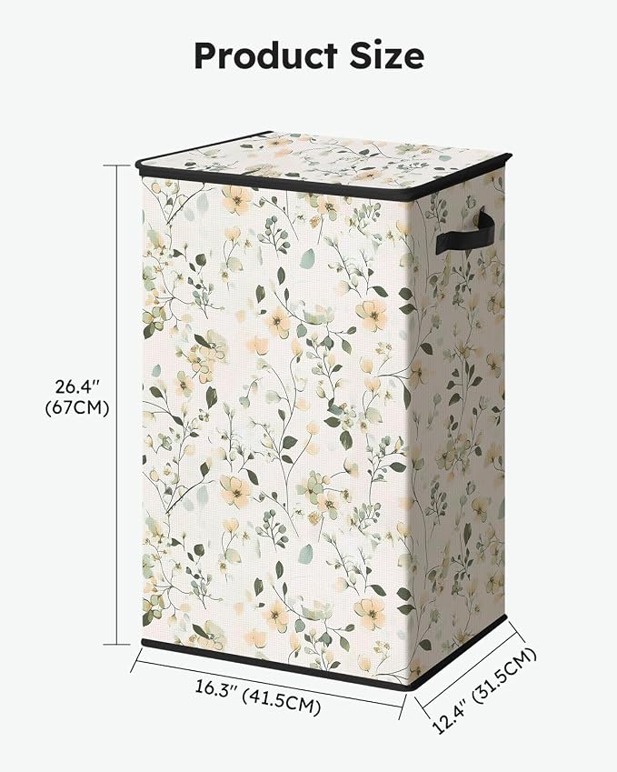 SOLEDI Laundry Hamper with Lid, 90L Tall & Large Floral Laundry Basket, Collapsible Clothes Hamper with Removable Bag, Dirty Hampers for Bedroom, Bathroom, Laundry Room - Image 9