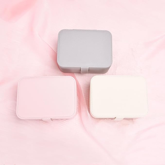2 Layer Portable Jewelry Box, Large Jewelry Travel Case with 4 Jewelry Pouches, Medium Size Jewelry Organizer Box for Earrings, Necklaces, Bracelets (light pink) - Image 5