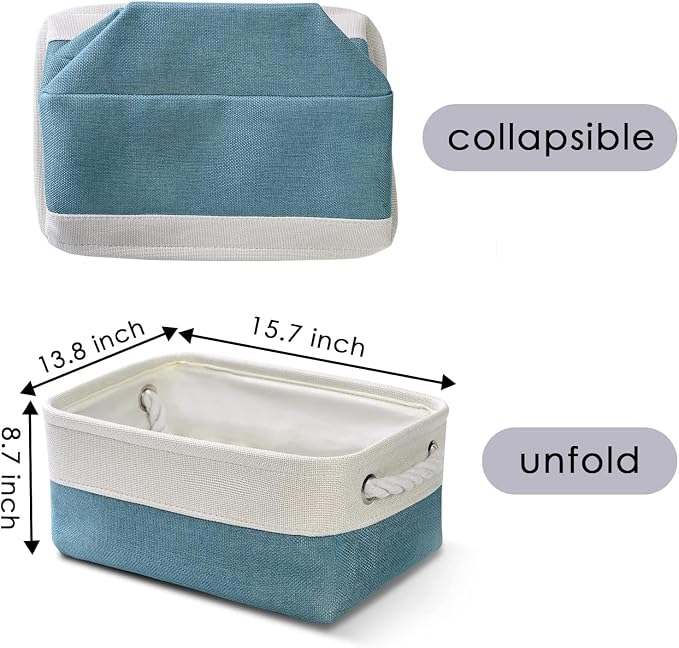 TheWarmHome Fabric Storage Bin with Handles,Storage Basket for Home Storage and Organization, Shelf Basket with Cover for Living Room Bedroom Decor Closet（White & Green,Small ,11.8L×7.9W×5.2H - Image 9