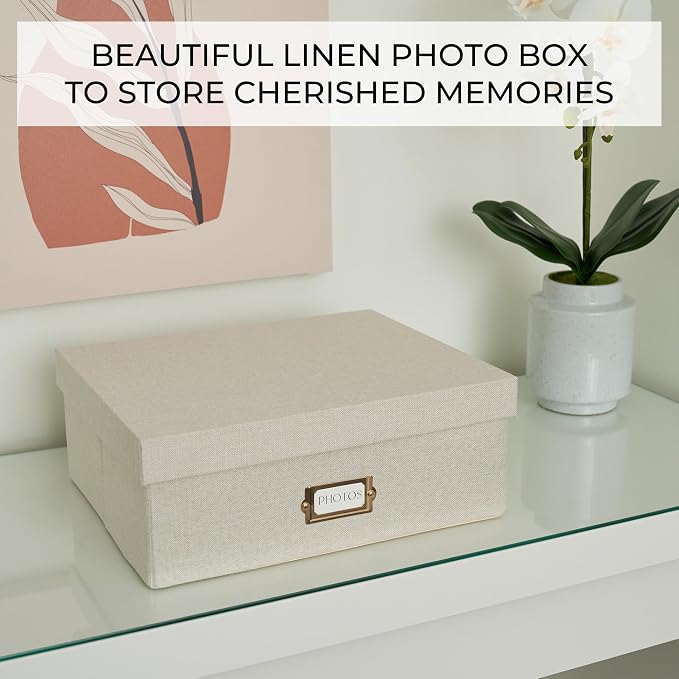 ZICOTO Decorative Photo Storage Box - Sturdy Linen Photo Organizer with Dividers is Perfect to Store up to 1700 Pictures and 4x6 Photos - Portable Scrapbook Storage Containers with Lid - Image 7