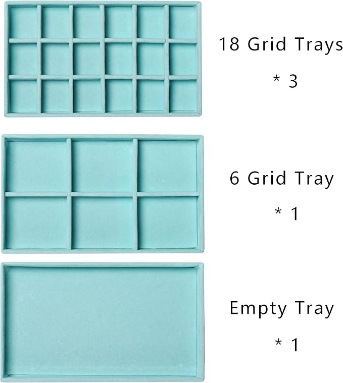 Frebeauty Acrylic Jewelry Organizer Earring Organizer Box with 5 Drawers Earring Holder Organizer with Velvet Trays Clear Jewelry Box for Women Earring Display for Rings Studs(Turquoise) - Image 3