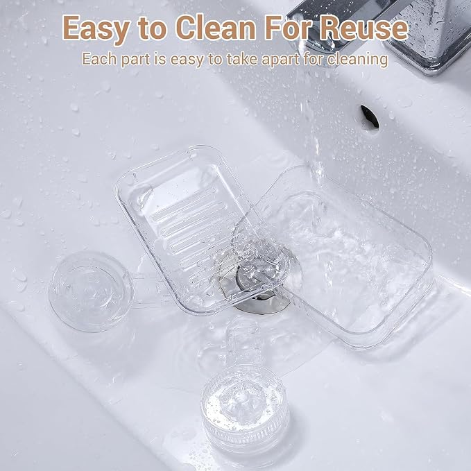 LUXEAR Suction Cup Shower Caddy Clear - Shower Caddy+Soap Dish+Toothbrush Holder - 1 Second Installation NO-Drilling Removable Powerful Waterproof Shower Organizer for inside Shower Bathroom - Image 6