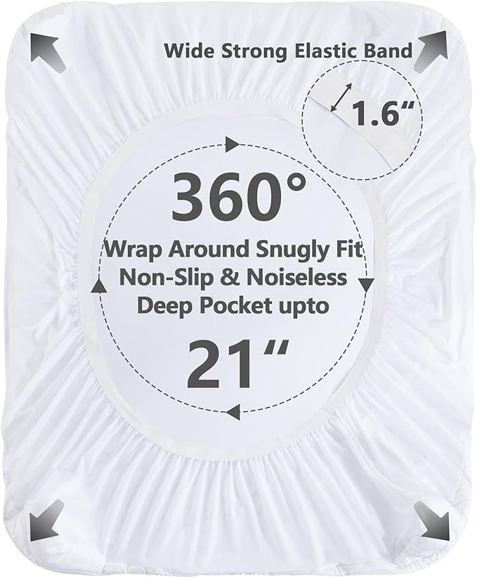 Twin Size Mattress Pad Waterproof, Pillow Top Cooling Twin Mattress Topper for Single Bed, Pee Proof Mattress Protector Cover Quilted Fitted with 8-21" Deep Pocket (39x75 inch, White)