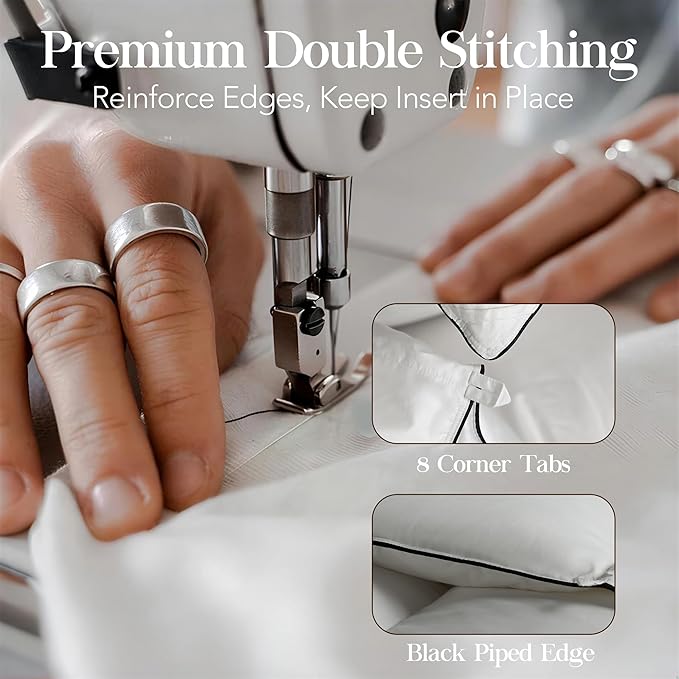 Feather Down Fiber Comforters Twin Size,Premium Ultra-Soft Breathable Comforter High Fill Power White Duvet Insert,All Season Hotel Luxury Bedding Comforters 8 Corner & Center Loops,Baffle Box Design