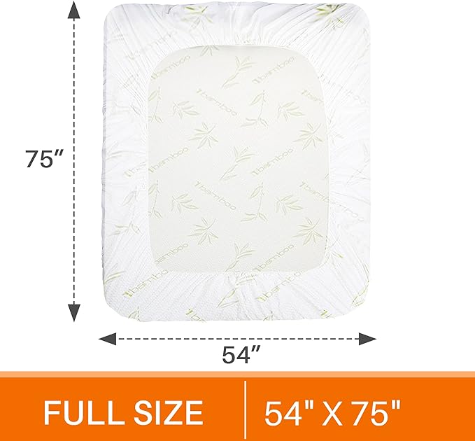 Cheer Collection Bamboo Mattress Protector - Highly Absorbent 100% Waterproof Incontinence Pad for Elderly Adults, Children and Pets - Full
