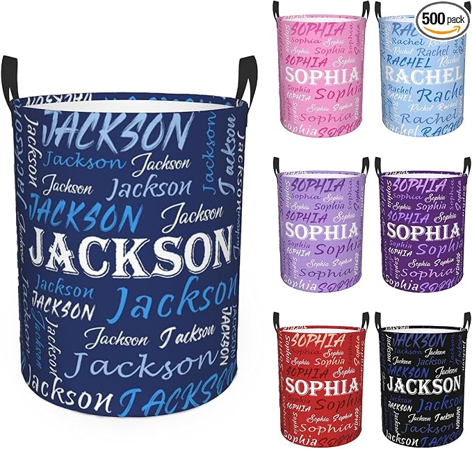Custom Name Laundry Hamper, Personalized Laundry Basket with Name for Baby Boys Girls, Customized Collapsible Dirty Clothes Hamper Storage with Handles for Bedroom Bathroom Dorm Room Decor by Ownxhbc