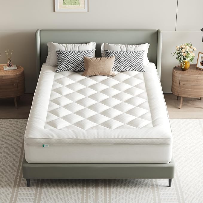 Novilla Queen Mattress Topper, Extra Thick Pillow Top - Overfilled Hotel Luxury Mattress Pad Cover for Back Pain Relief, Breathable Fluffy Down Alternative Fill, 8-21” Deep Pocket, Oatmeal