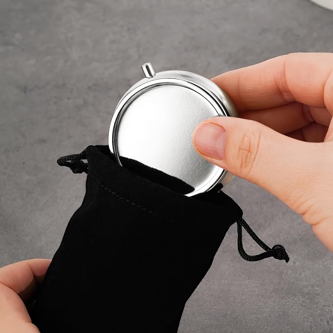Mini Travel Jewelry Box with Built-In Mirror, Ultra-Portable Jewelry Holder for Rings, Necklaces, Earrings, Pills, Tea Bags, Small Accessories, Press-to-Open Multifunctional Storage (Silver) - Image 5