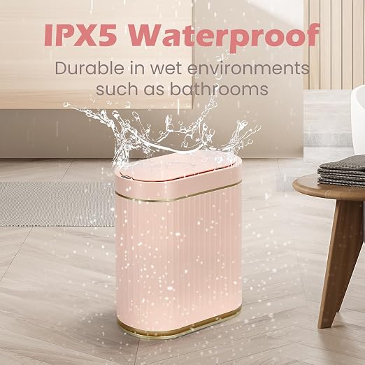 SYNCVIBE Bathroom Sensor Trash Can with Lid Automatic 2 Gallon Motion Sensor Garbage Bin, 7.5 Liter Slim Waterproof Plastic Wastebasket, Bathroom Decor for Bedroom, Office, Living Room, Pink - Image 6