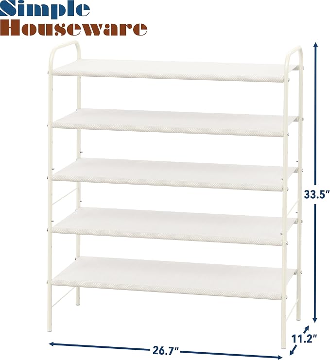 SIMPLE HOUSEWARE 5-Tier Shoe Rack Storage Organizer, White - Image 3