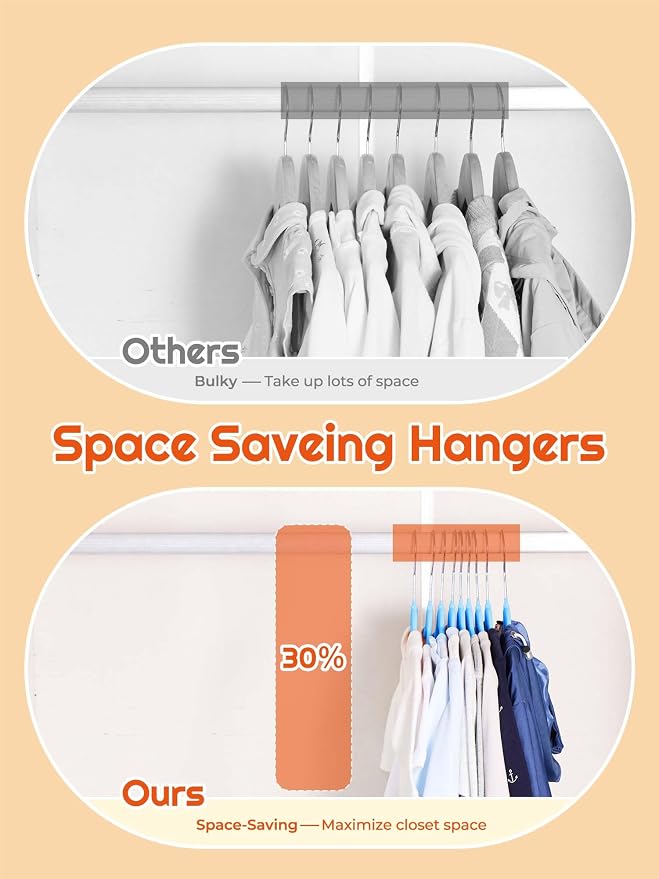 HOUSE DAY 14 Inch Kids Velvet Hangers 50 Pack, Durable Big Kids Hanger for Youth, Non Slip Kid Felt Hangers, Cute Childrens Hanger for Closet, Blue - Image 5