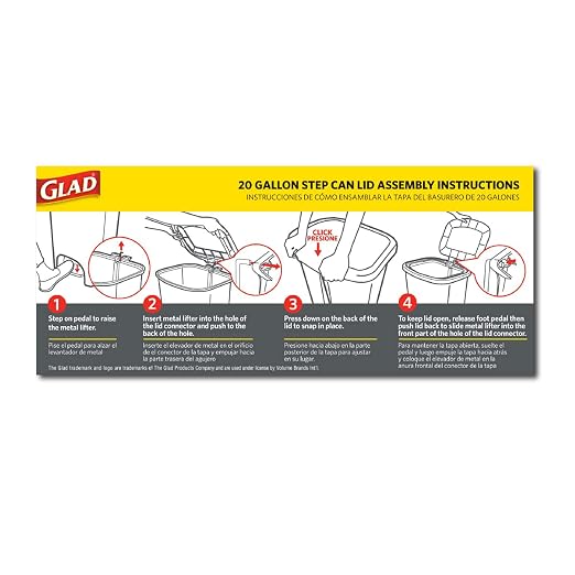Glad Kitchen Trash Can 20 Gallon | Large Plastic Waste Bin with Odor Protection of Lid | Hands Free with Step On Foot Pedal and Garbage Bag Rings, 20 Gallon, White - Image 3