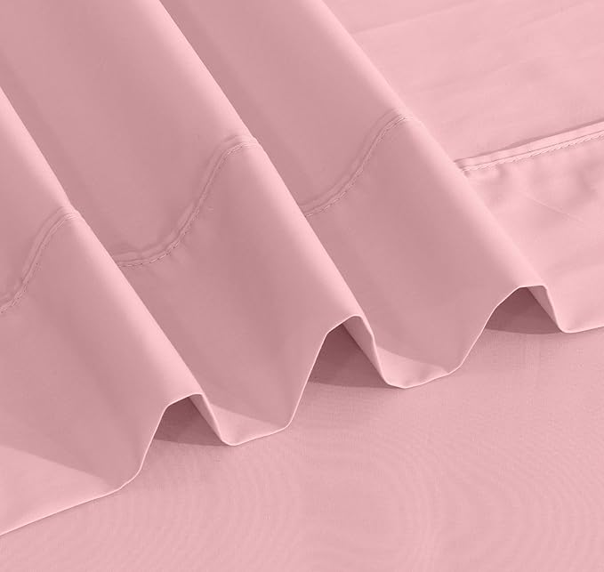 RUVANTI 100% Cotton Sheets – Split King Size Percale Bedding, Cooling & Breathable, Durable with a Crisp, Soft & Comfortable Feel, 16" Deep Pocket, 5-Piece Set, Bridal Rose