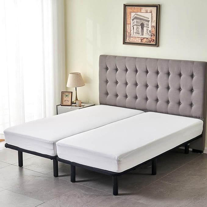 Waterproof Split King Mattress Protector for Adjustable Bed 2PCs Mattress Cover in 1 Package with Enhanced Elastic Band to Stay in Place